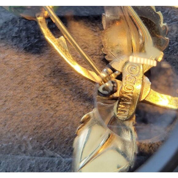 Signed Vintage Giovanni yellow rose with Gold accent flower brooch/pin - Picture 4 of 6
